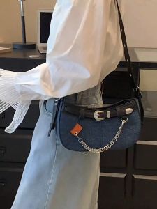 HANKE Luxury Half Moon Shoulder Crossbody Bags For Women New Designer Purses And Handbags Denim Jeans Modeling Armpit Bag