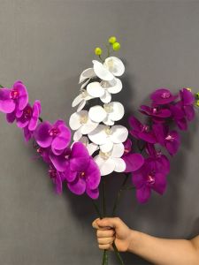 ขนาดใหญ่ สีขาว กล้วยไม้ประดิษฐ์ PU ดอกไม้งานแต่งงานตกแต่งบ้านการจัดดอกไม้หน้าต่าง Entrance ภูมิทัศน์