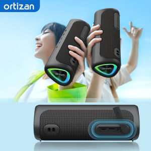 Ortizan Portable Bluetooth Speaker with 24W HD Sound Speakers Bluetooth Wireless 5.3 AUX&TF-Card&USB Input LED Lights IPX7