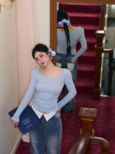 เสื้อยืดแขนยาวทรงสลิมฟิตดีไซน์ดั้งเดิมจาก WiLd R Pima Cotton Series สำหรับผู้หญิงในฤดูใบไม้ผลิและฤดูร้อน