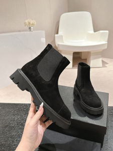 รองเท้าบู๊ทหัวเหลี่ยมแบบสวมสำหรับผู้หญิง ทรงสั้น ด้านหน้าเป็นโลหะ ดีไซน์เรียบง่าย สไตล์สตรีท ฤดูใบไม้ผลิและฤดูใบไม้ร่วง