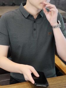 Woodpecker Ice Silk Linen Short Sleeve T-Shirt Men Thin Lapels Polo Shirt Linen Half Sleeve Tops T Cotton and Linen T-shirt