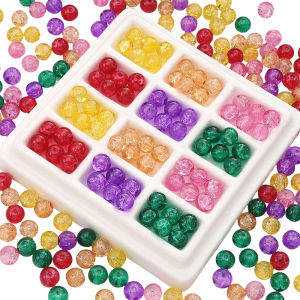50Pcs 8mm Colorful Cracked Glass Round Beads For Jewelry Making DIY Charm Bracelet Necklace Keychain Crafts Accessories