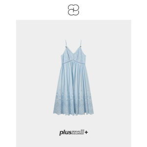 Đầm Cotton Thêu Hoa Cao Cổ Không Tay Phong Cách Mùa Hè