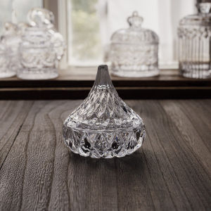 Export Retro Embossed Crystal-like Glass Coffee Sugar Bowl For Home Cotton Puff Jewelry Box Storage Jar with Lid