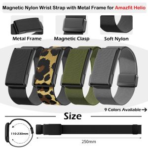 2-in-1 Metal Frame + Magnetic Nylon Sport Band for Amazfit Helio Adjustable Replacement Strap Lightweight Comfortable Wristband