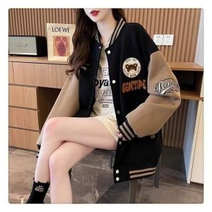 Thickened Fleece Womens Sweatshirt Jacket Loose Long Sleeve Korean Style Open Cardigan Baseball Uniform Lazy Style Versatile Top