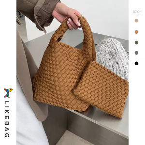 LIKEBAG Fashion Women Bag Handwoven Handbags Nylon Large Capacity Messenger Bag With Woven Clutch bag