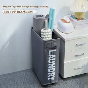 Portable Yoga Mat Storage Rack with Wheels Fitness Equipment Basket Home Organization Tool Modern Simple Style Indoor Use