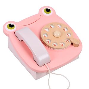 Ring Ring Telephone - Solid Wood Retro Chorded Dial Phone for Toddlers - Pretend Play Toy Telephone - Boost Communication Skills and Language Development - Age 2+