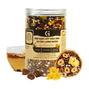 Trà gạo lứt đậu đen vị Cúc Long nhãn GUfoods (hũ 500g) - Không chứa caffeine Ngọt dịu Thanh mát Thư giãn tinh thần Healthy Thực dưỡng Eat clean