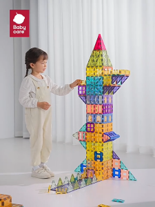 Kids Educational Magnetic Tiles Building Blocks | Strong Magnetic Connect Color Window Puzzle STEM Toy Birthday Gift