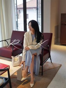 ชุดราตรีผ้าไหมจีนใหม่ Rixo Street ฤดูร้อน ชุดยาวปานกลางสไตล์ฝรั่งเศส ชุดราตรีผู้หญิง แขนกุด คอตั้ง กระโปรงทรงเอ