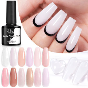 AWStorG 12 Colors Jelly Nude Gel Nail Polish 7.5ML Translucent Pink Semi Permanent Varnish Soak Off UV LED For Nail Art Manicure