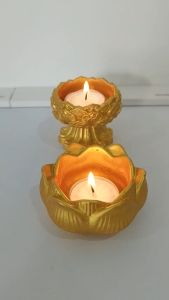 Đế Nến Chân Đèn Nến Bơ Lưu Ly Được Đúc Từ Xi Măng Mạ Vàng Trang Trí Ban Thờ Phong Thủy OHHAND