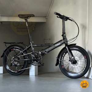 Fnhon Monsoon 20" Matte Black Folding Bicycle • Shimano 9s • Litepro Wheels • Rear Rack and Mudguard • MRT Bus-Friendly