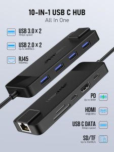 Lemorele TC93 USB C 3.0 Hub Type-C to 4K HDMI USB Hub 3.0 adapter RJ45 PD 100W Docking station for windows MacOS Laptop lenovo