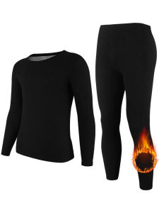 ​Plus Size Thermal Underwear Set for Men Fleece Lined Heavyweight Base Layer Long Johns Top & Bottom for Extreme Cold Weather