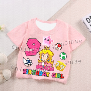 Hot Toys | 2026 New Super Mario Printed Boys and Girls Birthday Number T-shirt Party Role Playing Casual Top Birthday Gift