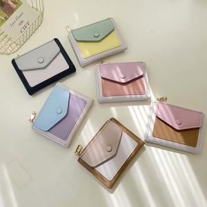 LAZANA Fashionable womens large-capacity bi-fold wallet with contrasting color zipper card holder with hidden buckle #L6158