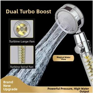 Turbocharged Shower Head Bathroom Accessories Handheld Shower Head Golden Single Head Dominant Lotus Head Bathroom Supplies