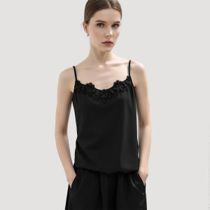 AMII | Versatile Romantic Patchwork Velvet Lace Camisole Top