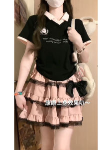 Y2K Spicy Girl Pink Fluffy Half Skirt Womens Summer New Style Slimming Princess Short A-Line Skirt High Waist Commute