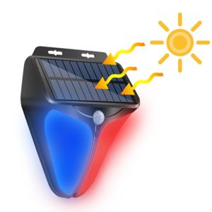 Solar Security Alarm 110db Sound & Light Alarm Human Body Sensor Warning Light Safety Flashing Lamp Outdoor Solar Light