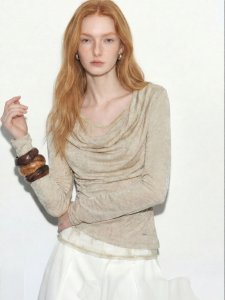 Lace Layered Flutter Sleeve Knit Sweater for Women
