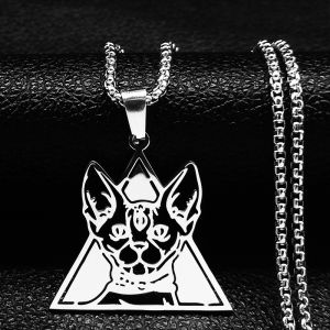 Egyptian Cat Goddess Bastet Necklace Stainless Steel Silver Color Ancient Egypt Vintage Necklaces Jewelry colier hommes N4637S02