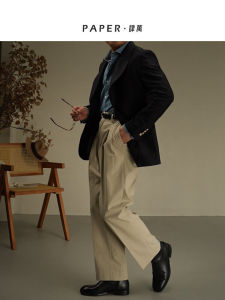 High Waist Wide Leg Cotton Casual Pants Mens Straight Cut Long Trousers Fashionable Urban Style Breathable Comfortable Fit