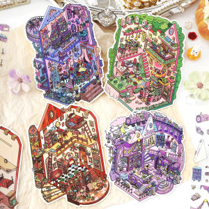 Kawaii Magic Crystal Shoes 2.5D Magic Cabin Landscape Sticker DIY Pocket Cabin Scene Festival HolidayChildren gifts 