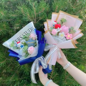 Sanrio | Genuine Sanrio Characters With Crochet Flowers Creative Handmade Bouquet Home Decor Perfect Gifts For Women Wife Mom Girlfrend