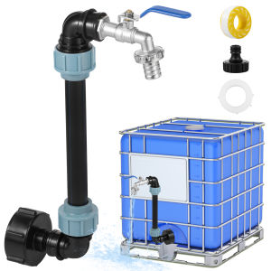 ถัง IBC Gooseneck อะแดปเตอร์ชุดโลหะผสมสังกะสีทองเหลือง 3/4 นิ้ว Outlet TAP สําหรับ 1000L ถังน้ําฝน Rain Barrel IBC คอนเทนเนอร์