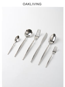 Nordic Style Stainless Steel 304 Cutlery Set Fork Spoon Steak Knife Restaurant Quality Commercial Use Dining Utensils