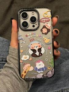 Cute Original Color Graffiti Beavers Soft Shell Case for iPhone 15 pro Max Apple 16 pro Creative 13 pro Max Personalized 17 Matte 12 pro Full Cover Silent Key