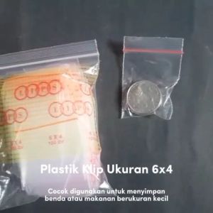 Plastik Klip/Kantong Zipper Ukuran 4cm x 6cm / 6cm x 4cm isi 100Lbr