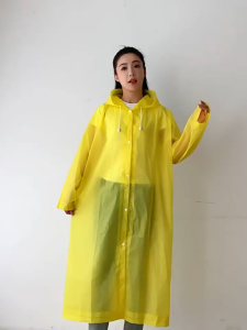 6 Colors Adult EVA Raincoat Lightweight Waterproof Long Hooded Rain Poncho with Snap Buttons