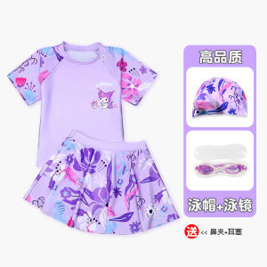 Childrens Kuromi Cartoon Swimsuit Little Girls Bikini Thermal Spring Swimwear Girls Ages 2-14 Polyamide Fiber Other Materials