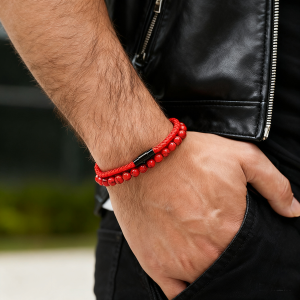 Hiphop Men Bracelet Set 2 Pcs 3 Colors Available A Grade 4mm Keel String Braclet Lucky Red Thread Braslet Pulseras Tela Suerte