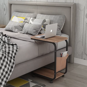 SOFTHOME Movable Bedside Table Bedroom Side Table Small Cabinet Table with Wheels Portable Desk