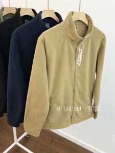 เสื้อสเวตเตอร์มีซิปคุณภาพสูงอบอุ่นละเอียดอ่อนเสื้อคาร์ดิแกนผ้าฟลีซสำหรับผู้ชายเสื้อแจ็คเก็ตคอตั้งทรงหลวมแมทช์ลุคง่ายสำหรับฤดูใบไม้ผลิและฤดูใบไม้ร่วง