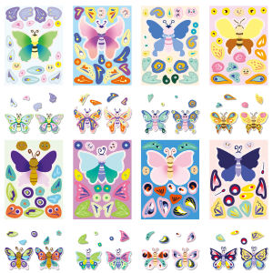 8/16/24 PCS Butterfly Face Changing Stickers Cartoon Cute Make A Face DIY Decals for Journal Scrapbook Phone Gift