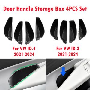 For VW ID.4 ID.3 2021-2024 ABS Door Handle Storage Box 4PCS Set Door Side Storage Box ID4 ID3 Front & Rear Door Organizer Trays