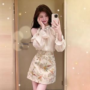 SUYE | French Style Summer Slimming Shirt & Skirt Set