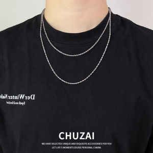 สร้อยคอไททาเนียม 2 มม. โซ่คล้องคอแบบเรขาคณิตสำหรับทั้งชายและหญิง เครื่องประดับแฟชั่นที่อเนกประสงค์สำหรับผู้ชายและผู้หญิง