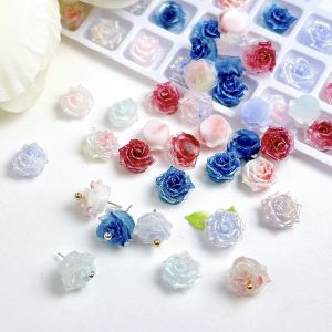 Gradient Colorful Camellia Resin Nail Art Decorations Soft Simulated Luminous Fine Sparkling Flowers Nail Art DIY Nails Parts