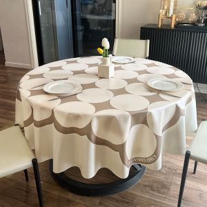 Elegant round Tablecloth Protective Pad Rectangular Dining Tablecloth Modern Simple Style Home Fabric PU Material Geometric Pattern
