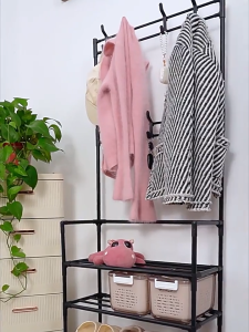 ราวแขวนผ้า ชั้นเเขวนของ 2in1 ตะขอแขวนเสื้อและแขวนหมวก ชั้นวางผ้า non woven กันน้ำ ชั้นวางรองเท้า 3 4 5 ชั้น