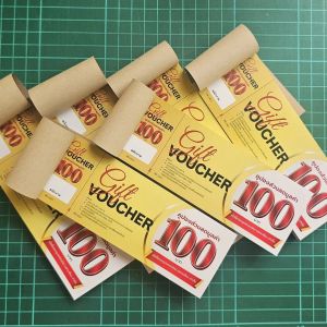 คูปองพิมพ์ 1 เล่ม มี100ใบ รันเลขฟรี ปรุฉีก1เส้น
